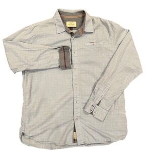 Flag & Anthem Button Up Shirt Men's XL Blue Checked Long Sleeve Contrasting Trim